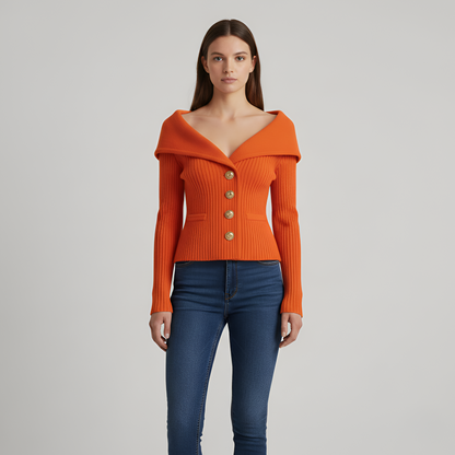 Ribbed Cotton Fitted Cardigan