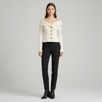 Ribbed Cotton Fitted Cardigan