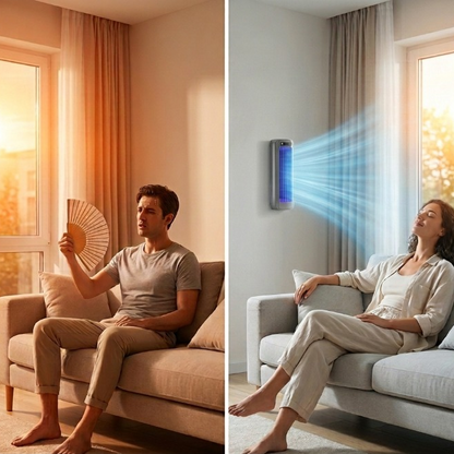 Tragbare Klimaanlage — Wandmontage, 3 Stufen, Stecker- & Akku-Version -    Zorenza