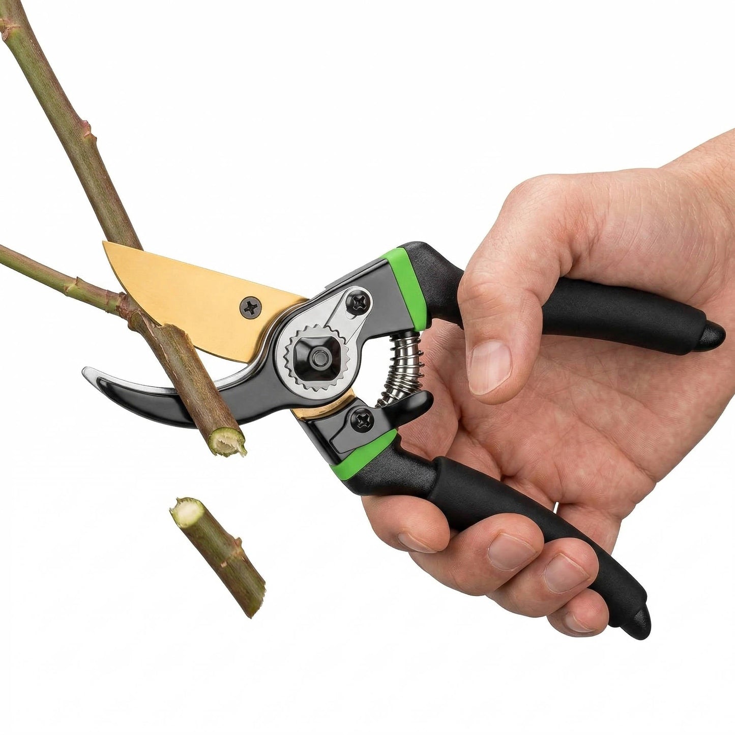 Titanium Coated Pruning Shears with Bypass Blade and Spring Return, Reduced Grip Force
