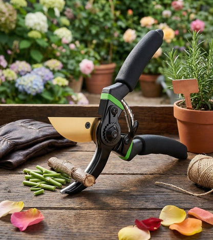 Titanium Coated Pruning Shears with Bypass Blade and Spring Return, Reduced Grip Force