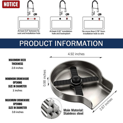 Glass Rinser for Kitchen Sink with Multi-Angle Spray Head and Spring Activation
