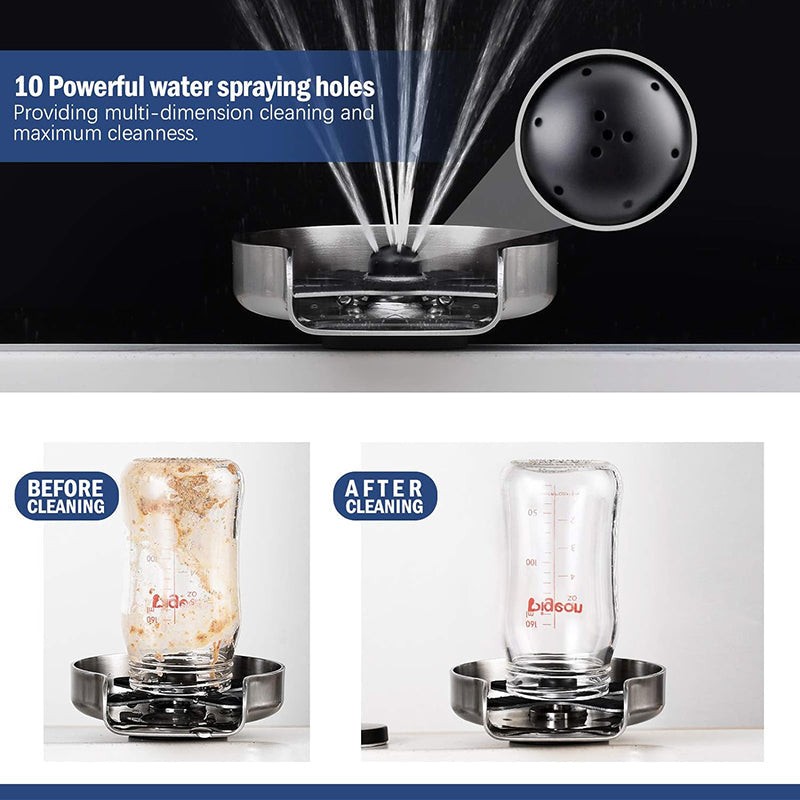 Glass Rinser for Kitchen Sink with Multi-Angle Spray Head and Spring Activation