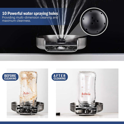 Glass Rinser for Kitchen Sink with Multi-Angle Spray Head and Spring Activation