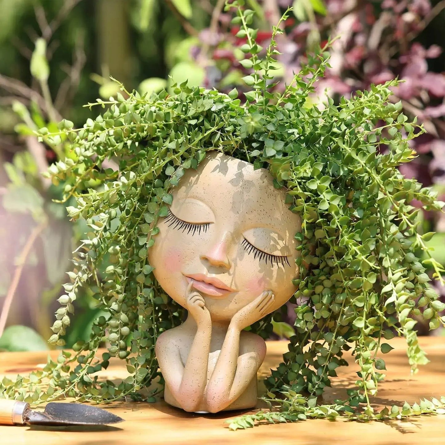 Ceramic Face Planter with Succulent Opening and Stable Base, 17.2cm Height