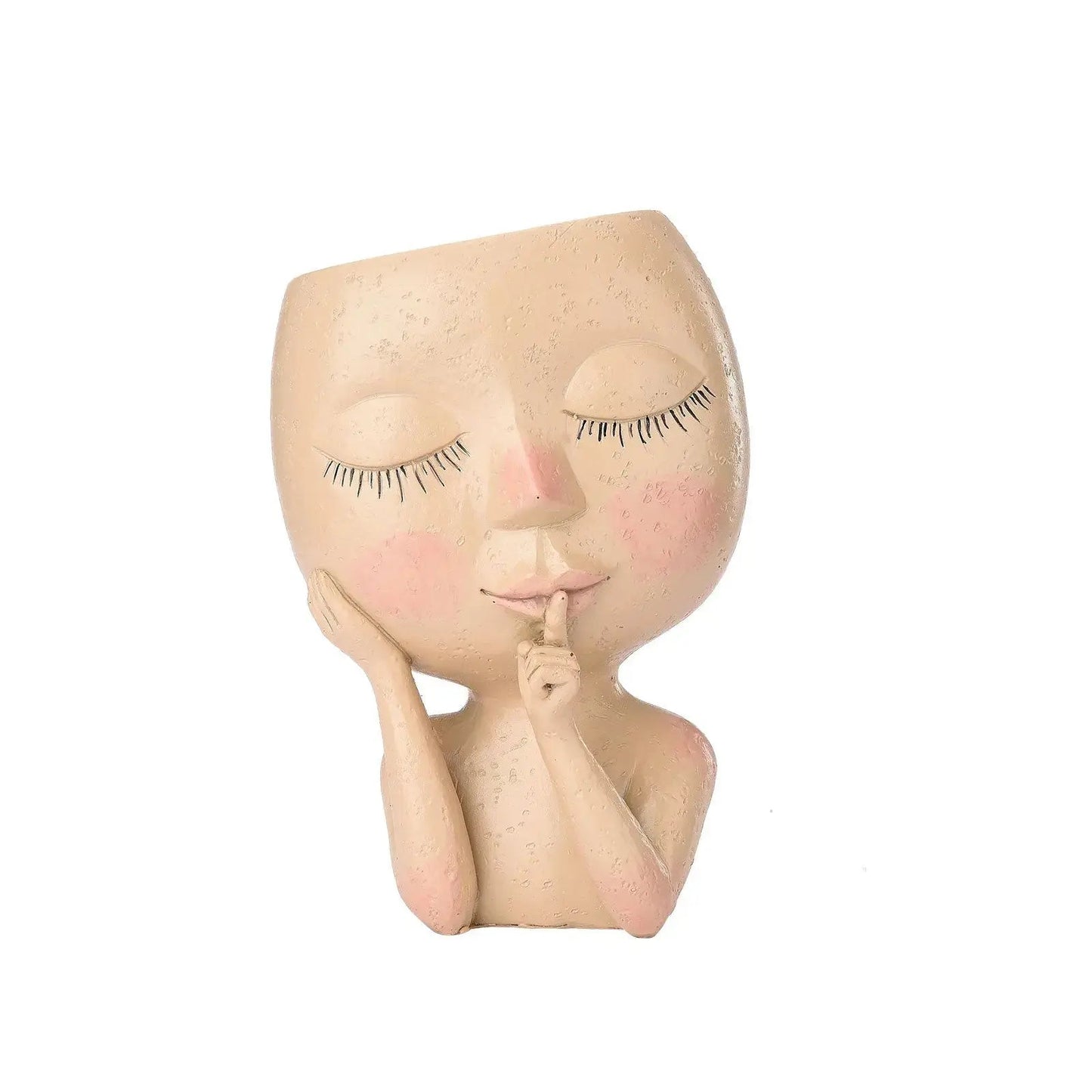 Ceramic Face Planter with Succulent Opening and Stable Base, 17.2cm Height