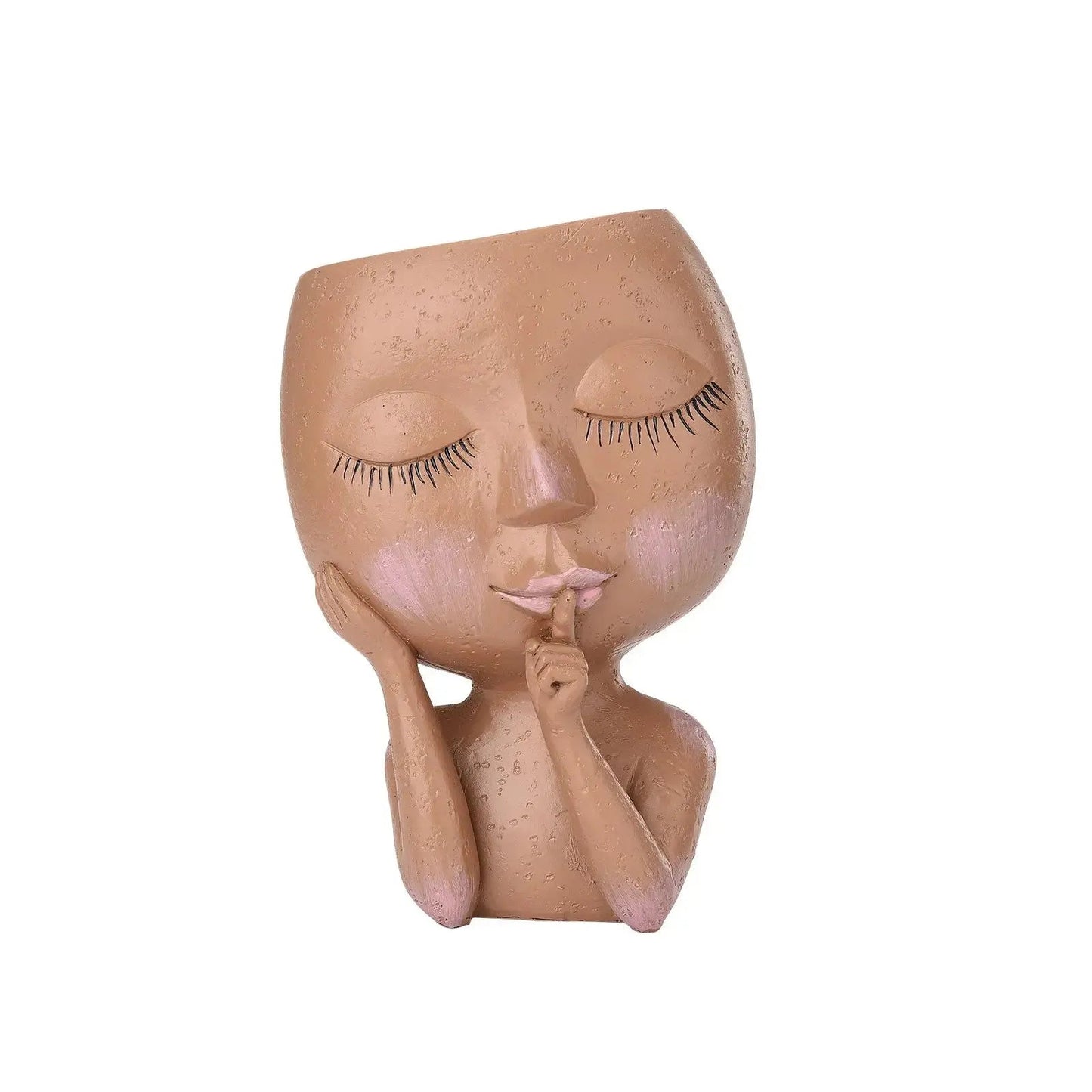 Ceramic Face Planter with Succulent Opening and Stable Base, 17.2cm Height