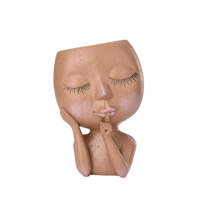Ceramic Face Planter with Succulent Opening and Stable Base, 17.2cm Height