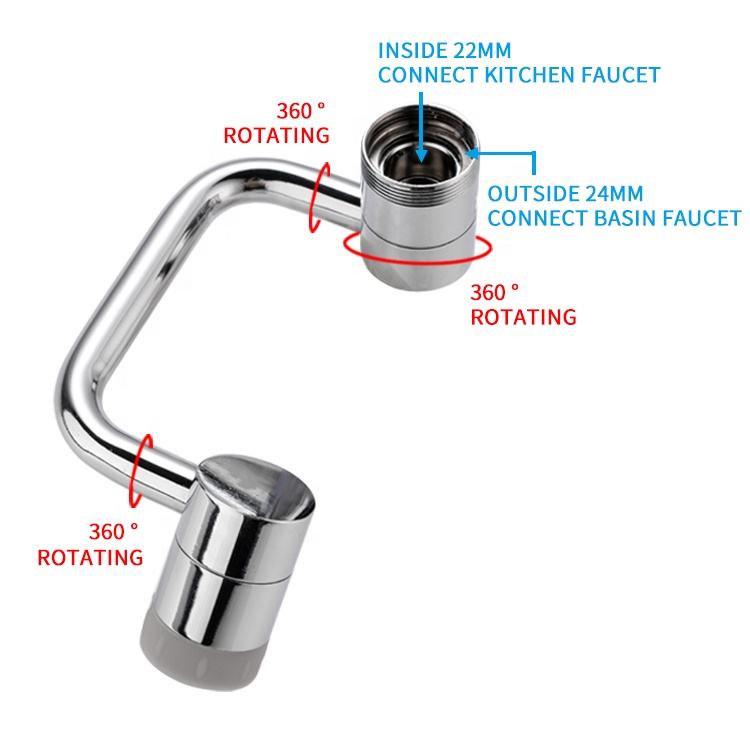 Swivel Faucet Extender with Dual Stream Mode and Three-Joint Rotation