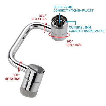 Swivel Faucet Extender with Dual Stream Mode and Three-Joint Rotation
