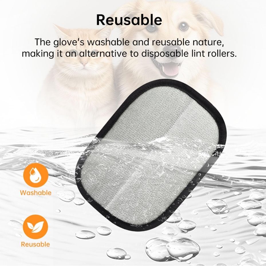 Pet Grooming Gloves with Double-Sided Hair Removal and Anti-Static Surface, Washable