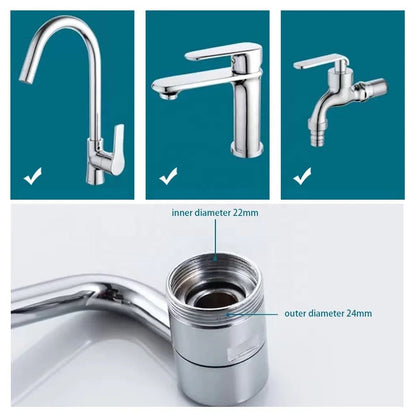 Swivel Faucet Extender with Dual Stream Mode and Three-Joint Rotation