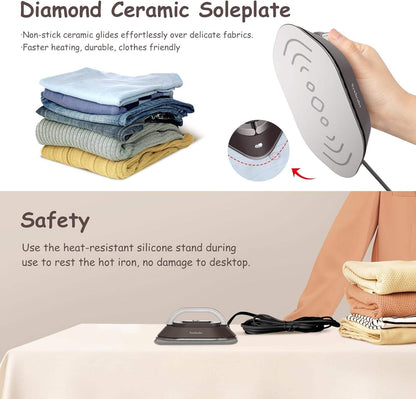 Compact Electric Iron with Foldable Handle and Dual Ironing Modes