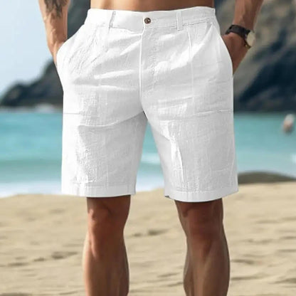 Breathable Linen Shorts for Men with Adjustable Drawstring and Multiple Pockets