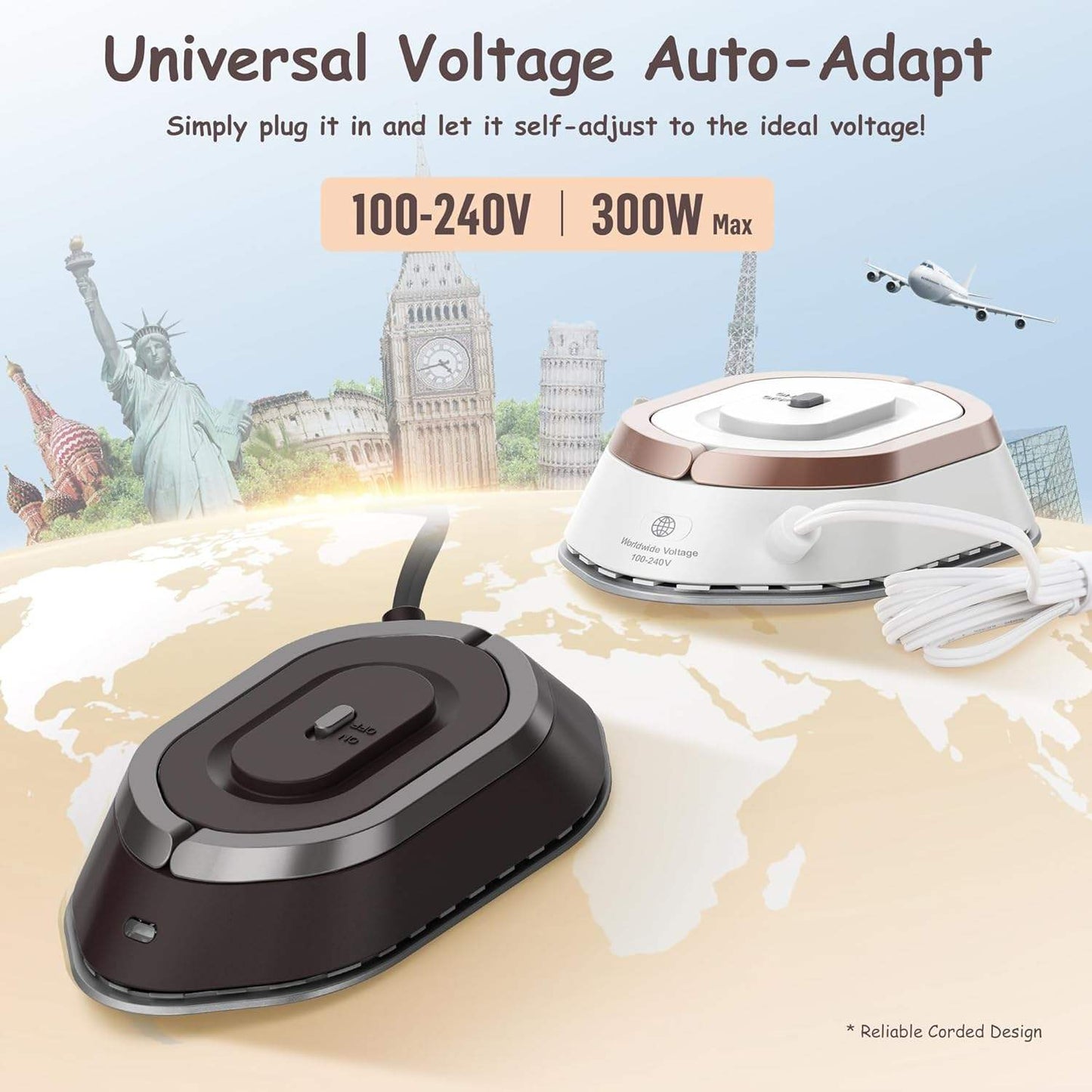 Compact Electric Iron with Foldable Handle and Dual Ironing Modes