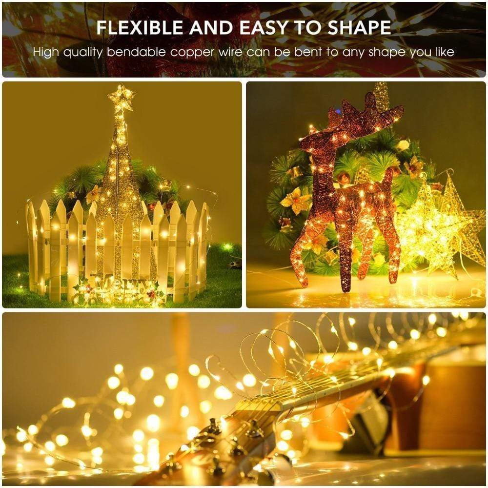 Solar String Lights Outdoor with Bendable Copper Wire and Remote Control, 164-328ft