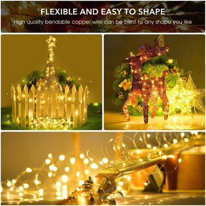 Solar String Lights Outdoor with Bendable Copper Wire and Remote Control, 164-328ft