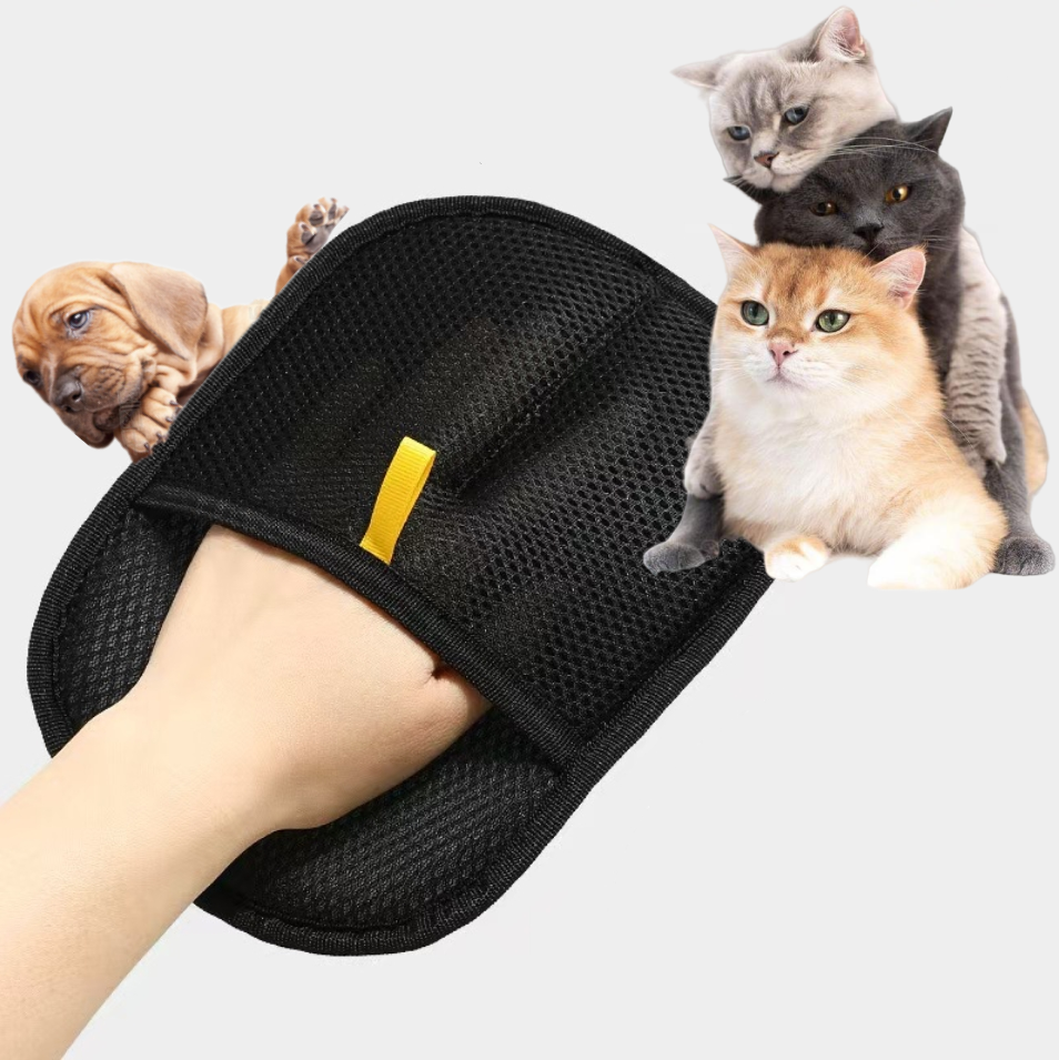 Pet Grooming Gloves with Double-Sided Hair Removal and Anti-Static Surface, Washable
