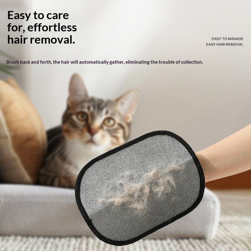 Pet Grooming Gloves with Double-Sided Hair Removal and Anti-Static Surface, Washable