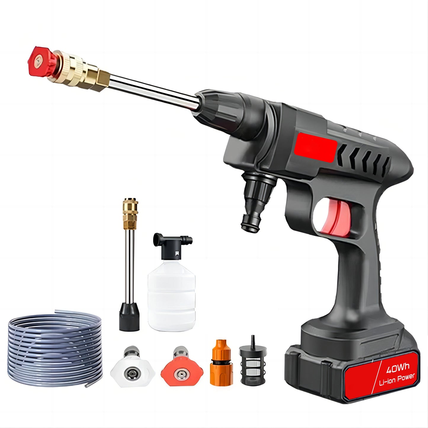 Cordless Pressure Washer with 60Bar Power and Three Spray Modes, 50 Minute Runtime