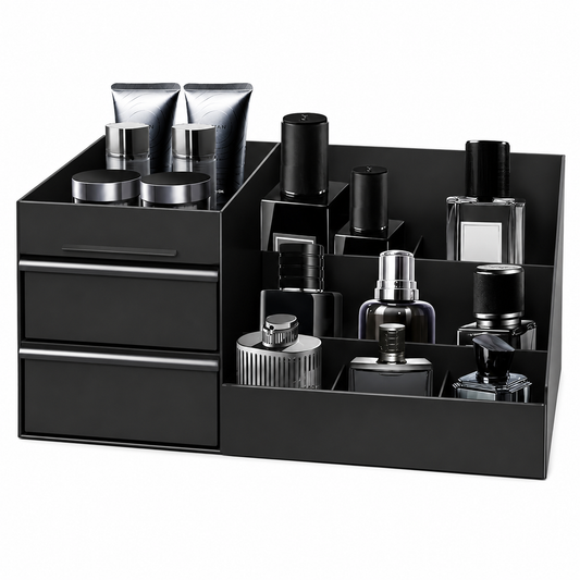 Bathroom Counter Bottle Organizer with Individual Compartments and Stable Base