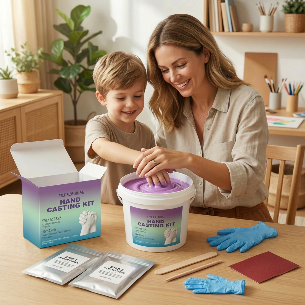 3D Handprint Plaster Kit with Fine Detail Capture and Quick Setting, Customizable Cast