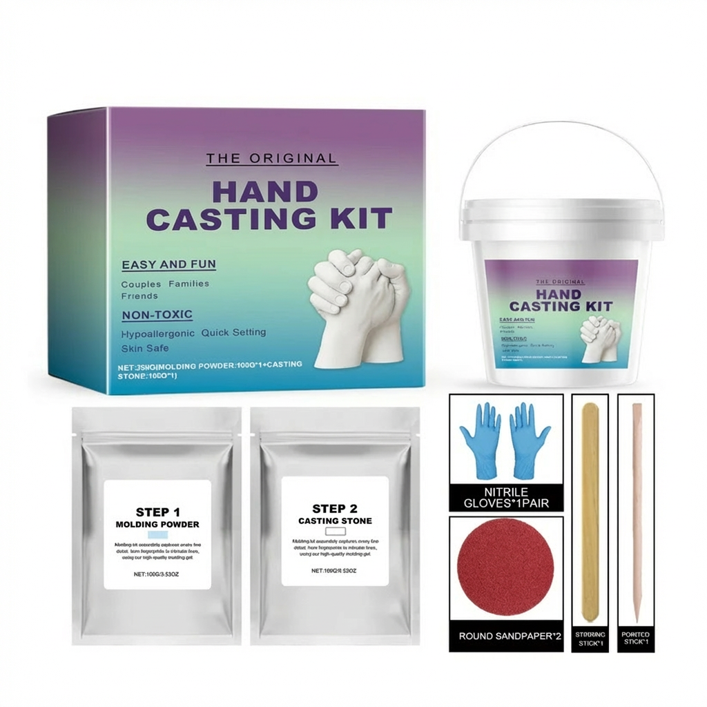 3D Handprint Plaster Kit with Fine Detail Capture and Quick Setting, Customizable Cast
