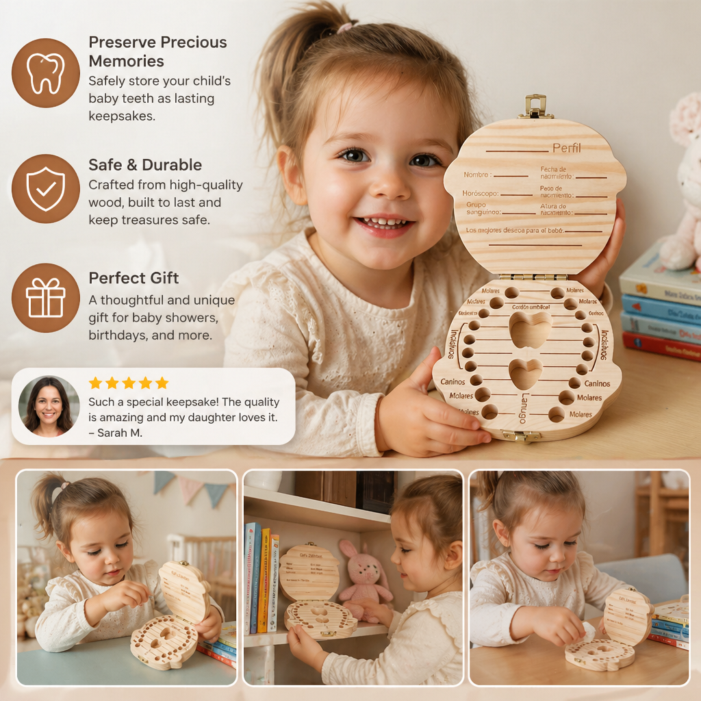 Tooth Storage Box with Labeled Compartments and Writable Surface