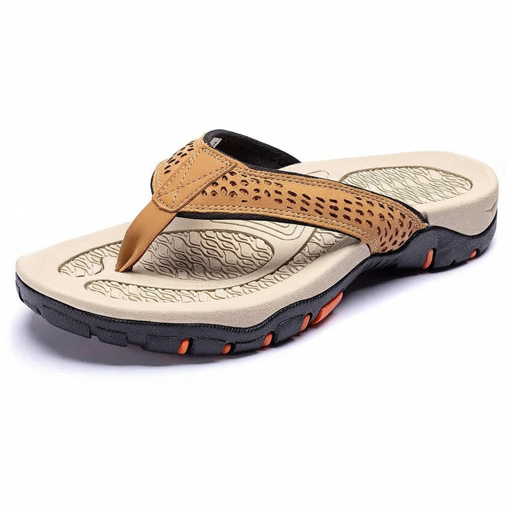 Men's Orthopedic Sandals with Contoured Arch Support and Water Resistant Nubuck, Wide Platform