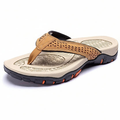 Men's Orthopedic Sandals with Contoured Arch Support and Water Resistant Nubuck, Wide Platform