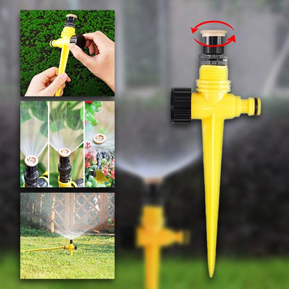 Rotating Garden Sprinkler with Adjustable Spray Settings and Ground Insert Base