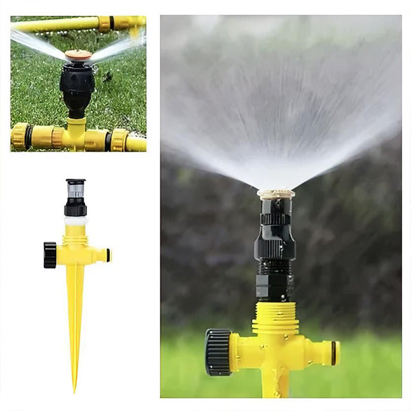 Rotating Garden Sprinkler with Adjustable Spray Settings and Ground Insert Base