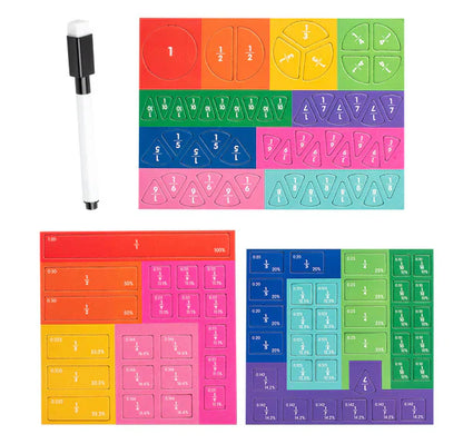 Hands-On Fraction Learning Book with Magnetic Pieces and Visual Color Guide