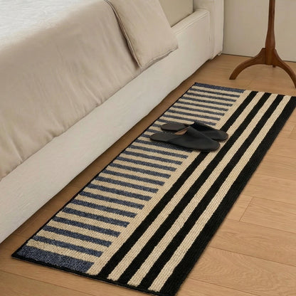 Striped Runner Mat with Soft Textile Material for Hallways and Entryways