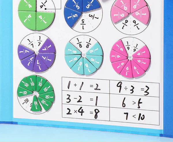 Hands-On Fraction Learning Book with Magnetic Pieces and Visual Color Guide