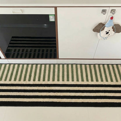 Striped Runner Mat with Soft Textile Material for Hallways and Entryways