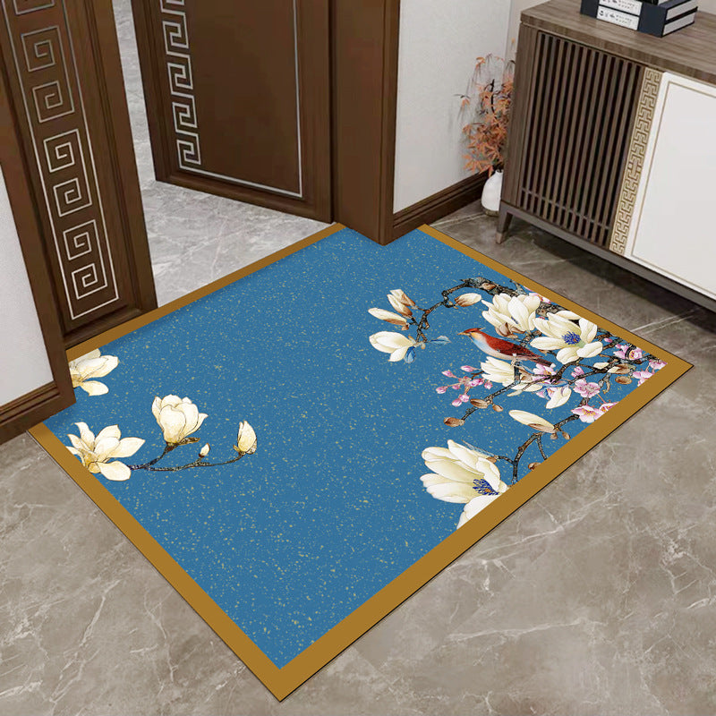 Floral Floor Mat with Indoor Outdoor Use and Spot Clean Maintenance