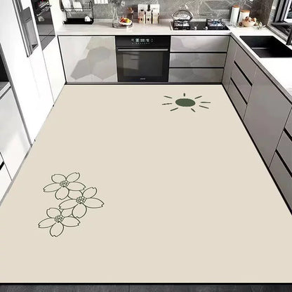 Cushioned Kitchen Floor Mat with Floral Pattern and Non Slip Backing