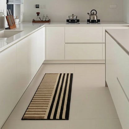 Striped Runner Mat with Soft Textile Material for Hallways and Entryways