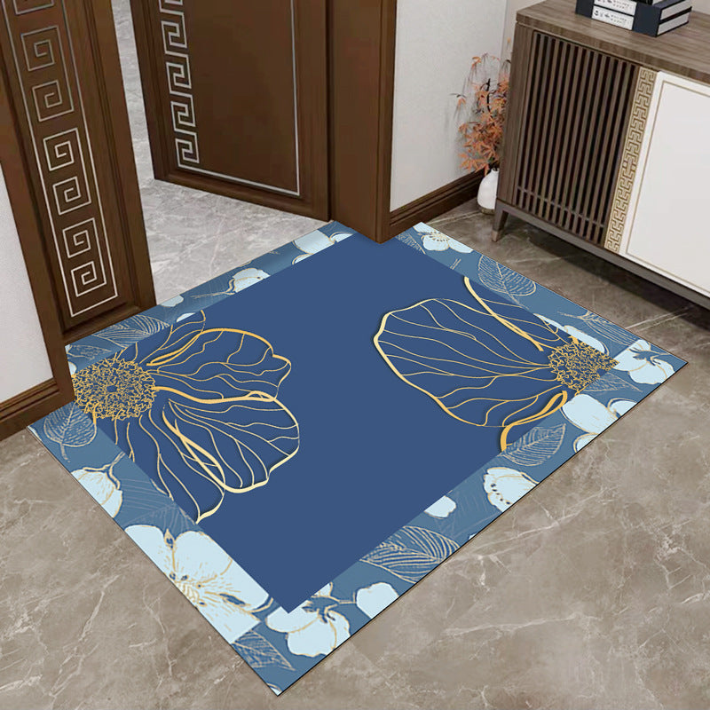 Floral Floor Mat with Indoor Outdoor Use and Spot Clean Maintenance