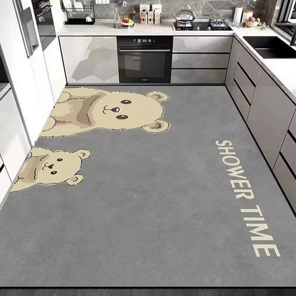 Cushioned Kitchen Floor Mat with Floral Pattern and Non Slip Backing