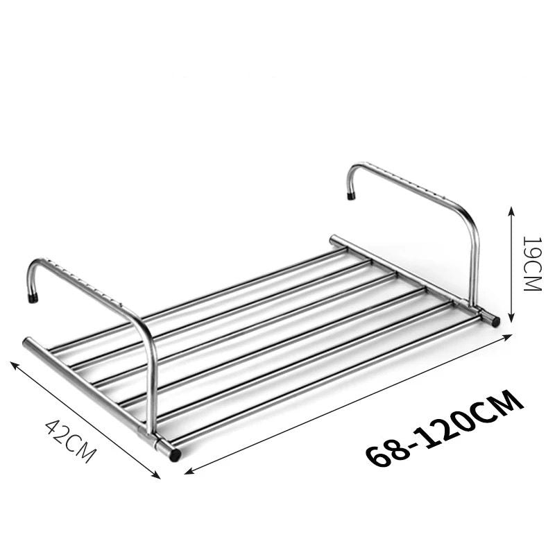 Extendable Balcony Clothes Rack with Stainless Steel Frame and Foldable Design