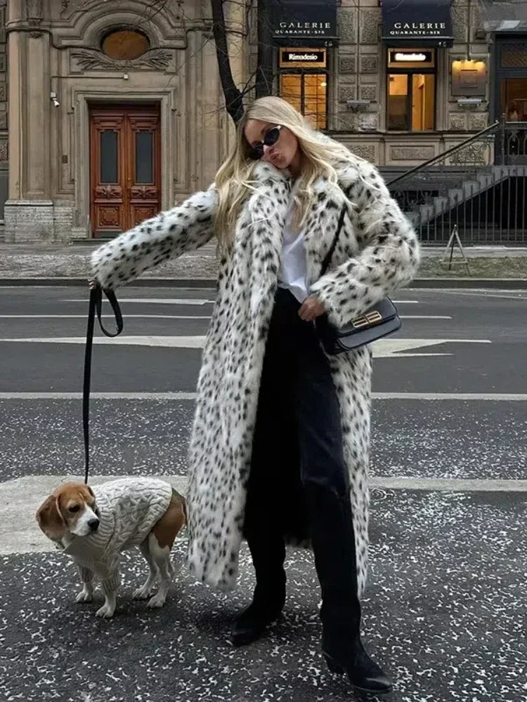 Leopard Faux Fur Trench