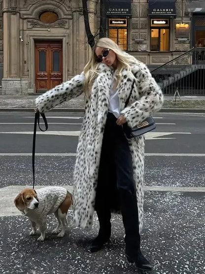 Leopard Faux Fur Trench