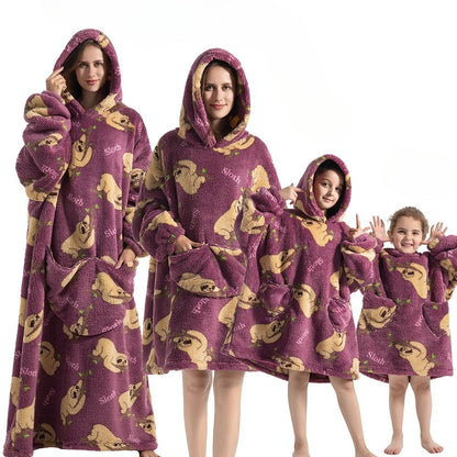 Oversized Hoodie Blanket with Pumpkin Design and Fleece Flannel Fabric, Machine Washable