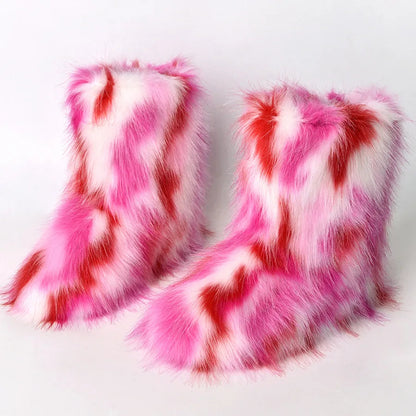 Furry Snow Boots - Knee High