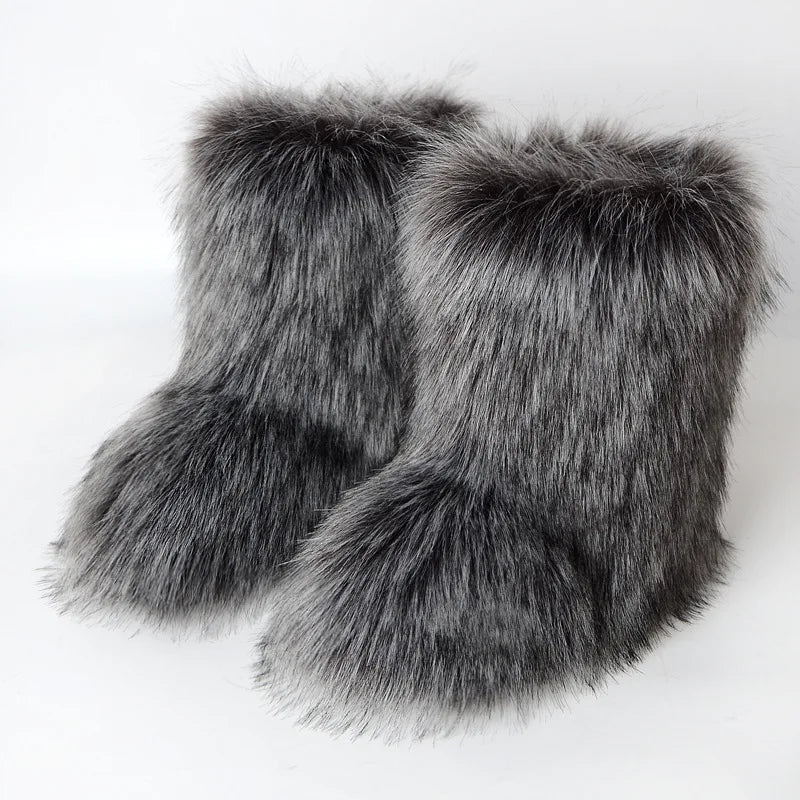 Furry Snow Boots - Knee High