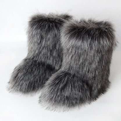 Furry Snow Boots - Knee High
