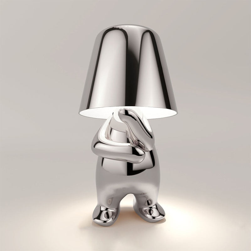 Rechargeable Table Lamp with Integrated LED Bulb and Metal Base, 30cm Height