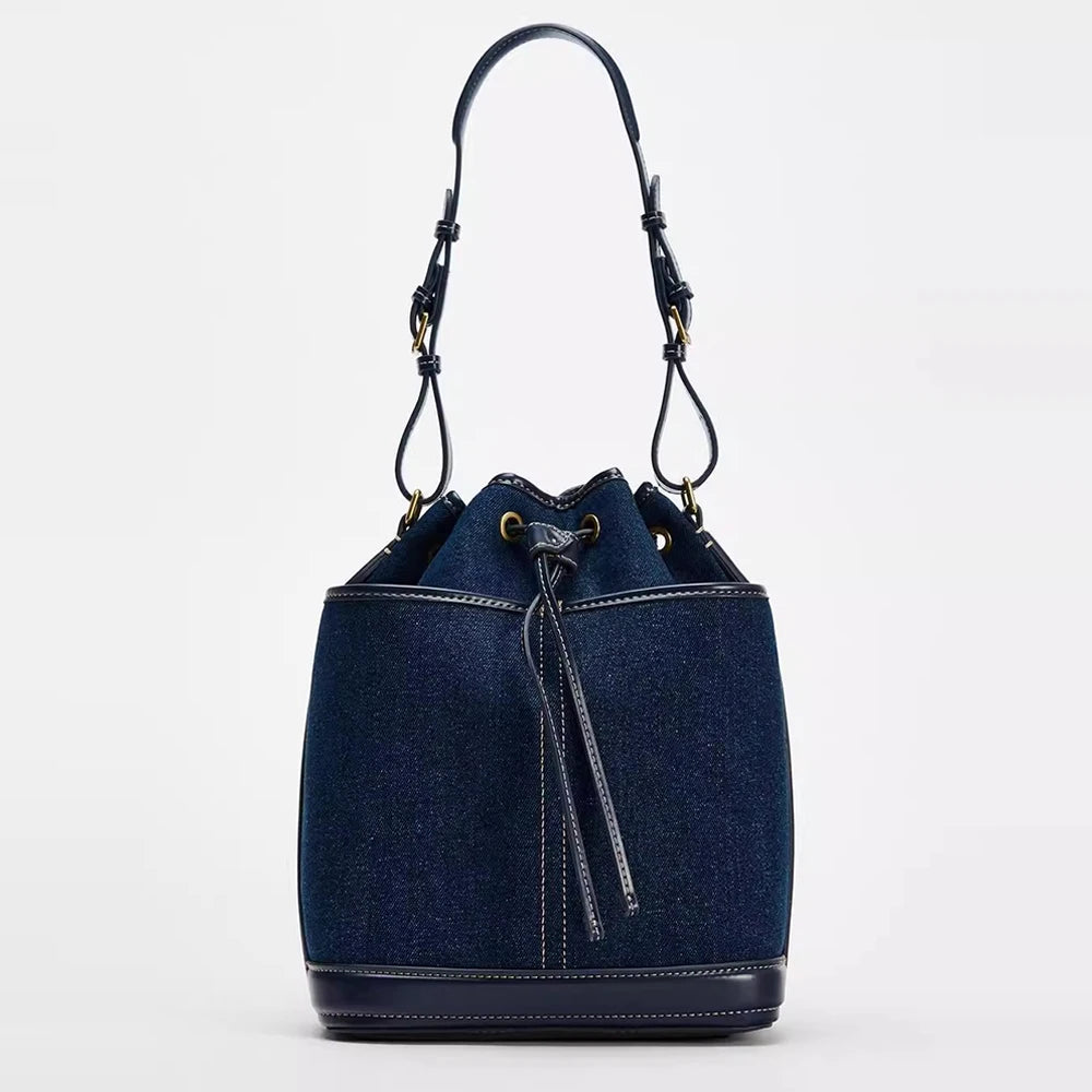 Bella Denim Canvas Bucket Bag